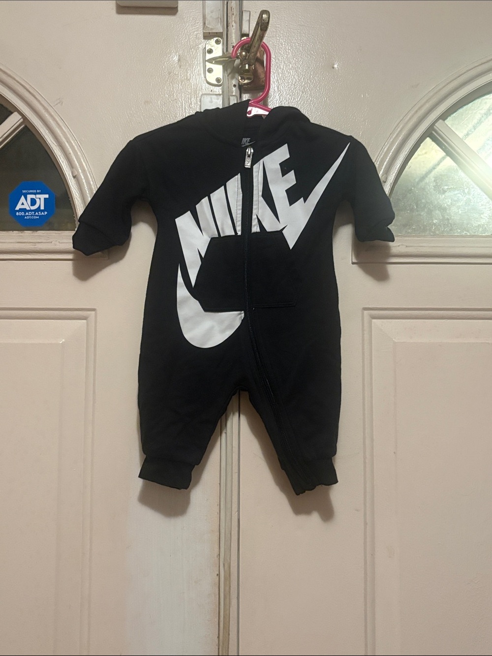 Nike Black One-Piece Footie with White Logo